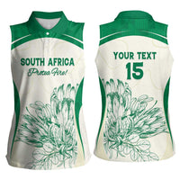 Custom South Africa Cricket Women Sleeveless Polo Shirt Protea Fire - Wonder Print Shop