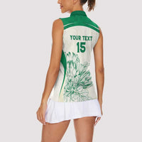 Custom South Africa Cricket Women Sleeveless Polo Shirt Protea Fire - Wonder Print Shop