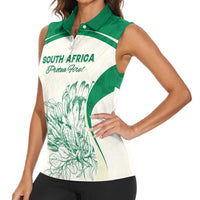 Custom South Africa Cricket Women Sleeveless Polo Shirt Protea Fire - Wonder Print Shop