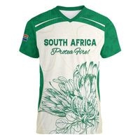 Custom South Africa Cricket Women V-Neck T-Shirt Protea Fire - Wonder Print Shop