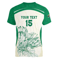 Custom South Africa Cricket Women V-Neck T-Shirt Protea Fire - Wonder Print Shop