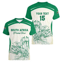Custom South Africa Cricket Women V-Neck T-Shirt Protea Fire - Wonder Print Shop
