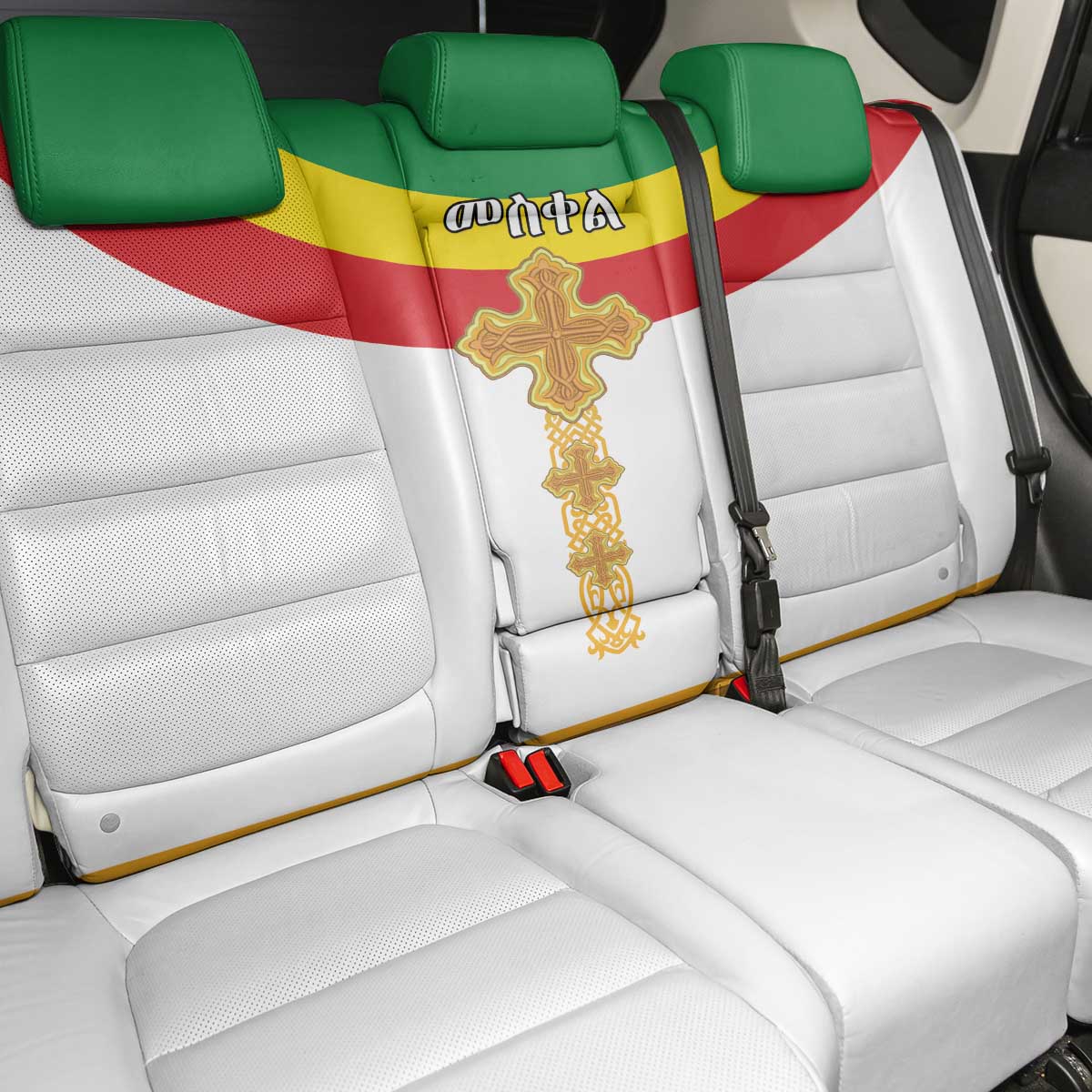 Ethiopia Meskel Back Car Seat Cover Ethiopian Cross - Wonder Print Shop