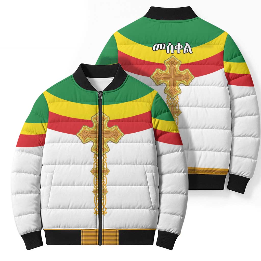 Ethiopia Meskel Bomber Puffer Jacket Ethiopian Cross - Wonder Print Shop