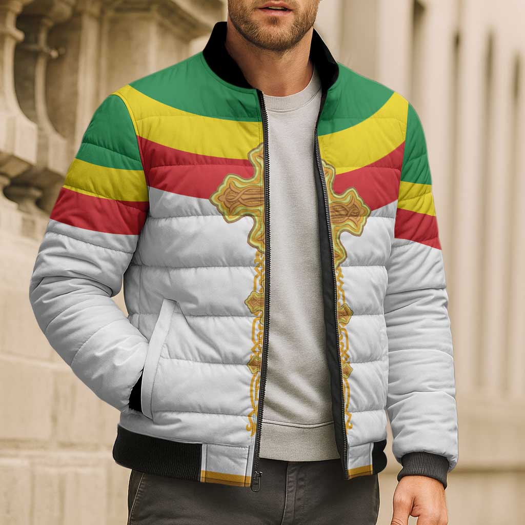Ethiopia Meskel Bomber Puffer Jacket Ethiopian Cross - Wonder Print Shop