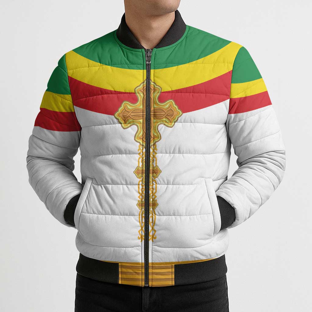 Ethiopia Meskel Bomber Puffer Jacket Ethiopian Cross - Wonder Print Shop