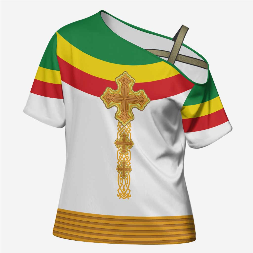 Ethiopia Meskel Cross Shoulder Shirt Ethiopian Cross - Wonder Print Shop