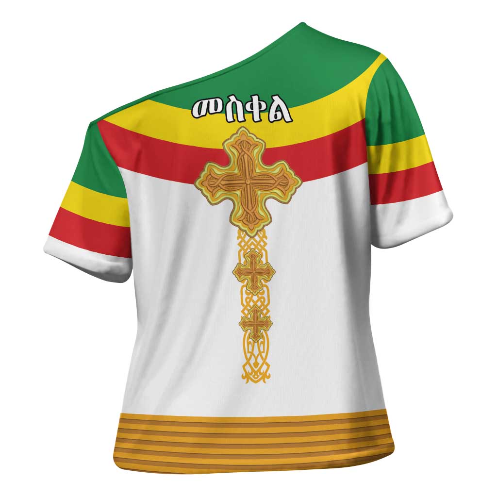 Ethiopia Meskel Cross Shoulder Shirt Ethiopian Cross - Wonder Print Shop