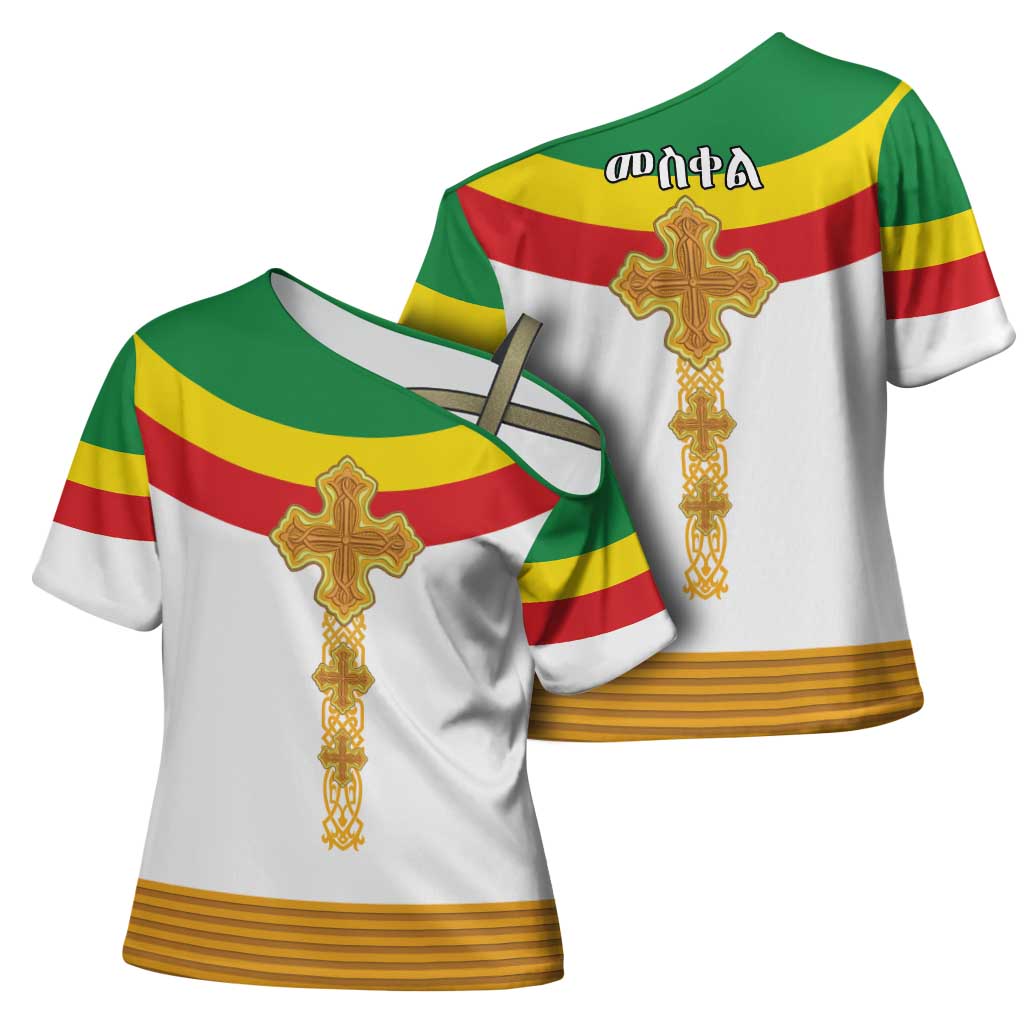 Ethiopia Meskel Cross Shoulder Shirt Ethiopian Cross - Wonder Print Shop