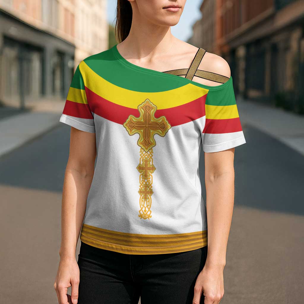 Ethiopia Meskel Cross Shoulder Shirt Ethiopian Cross - Wonder Print Shop