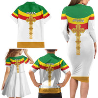 Ethiopia Meskel Family Matching Long Sleeve Bodycon Dress and Hawaiian Shirt Ethiopian Cross - Wonder Print Shop