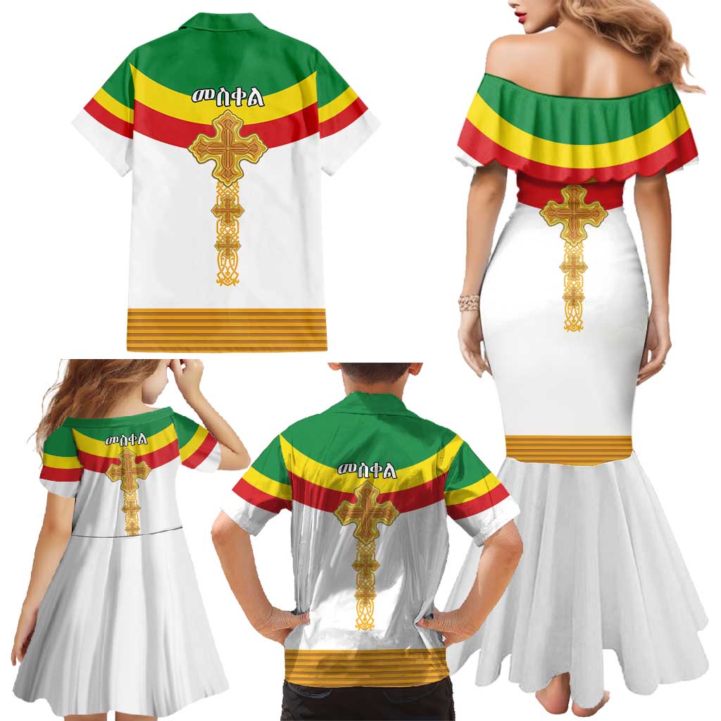 Ethiopia Meskel Family Matching Mermaid Dress and Hawaiian Shirt Ethiopian Cross - Wonder Print Shop