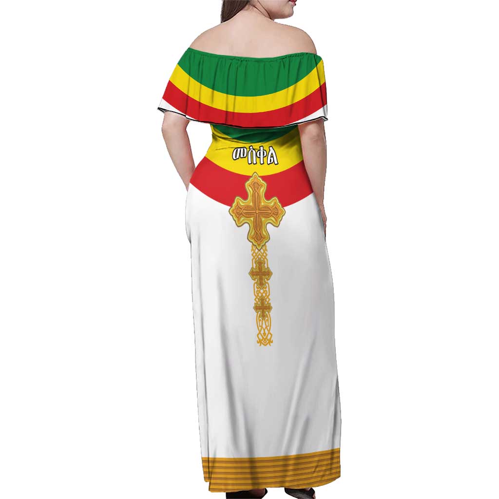 Ethiopia Meskel Family Matching Off Shoulder Maxi Dress and Hawaiian Shirt Ethiopian Cross - Wonder Print Shop