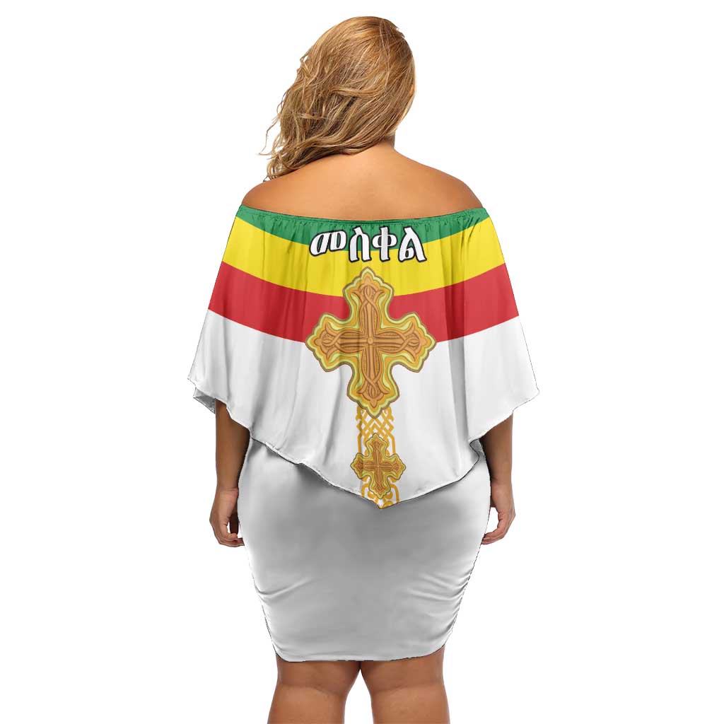 Ethiopia Meskel Family Matching Off Shoulder Short Dress and Hawaiian Shirt Ethiopian Cross - Wonder Print Shop