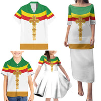 Ethiopia Meskel Family Matching Puletasi and Hawaiian Shirt Ethiopian Cross - Wonder Print Shop