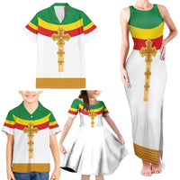Ethiopia Meskel Family Matching Tank Maxi Dress and Hawaiian Shirt Ethiopian Cross - Wonder Print Shop
