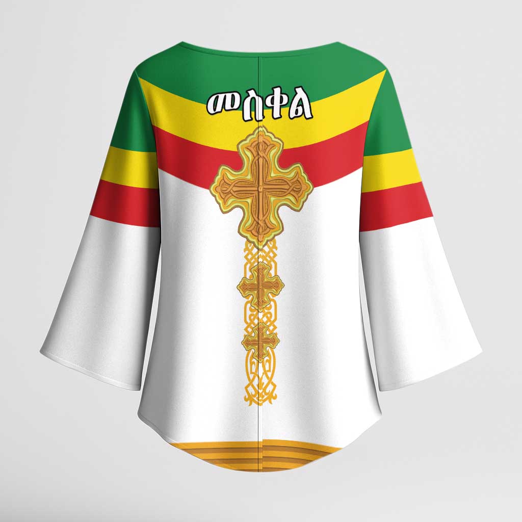 Ethiopia Meskel Kimono Sleeve Blouse Ethiopian Cross - Wonder Print Shop