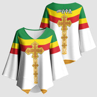 Ethiopia Meskel Kimono Sleeve Blouse Ethiopian Cross - Wonder Print Shop