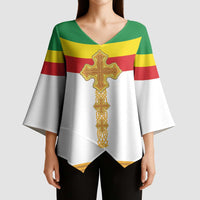 Ethiopia Meskel Kimono Sleeve Blouse Ethiopian Cross - Wonder Print Shop