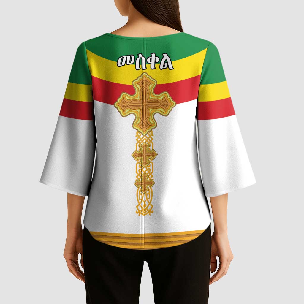 Ethiopia Meskel Kimono Sleeve Blouse Ethiopian Cross - Wonder Print Shop