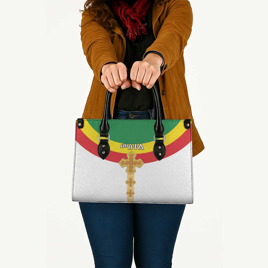 Ethiopia Meskel Leather Bag Ethiopian Cross - Wonder Print Shop