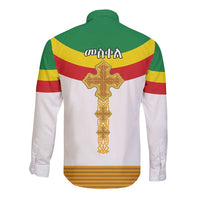 Ethiopia Meskel Long Sleeve Button Shirt Ethiopian Cross - Wonder Print Shop