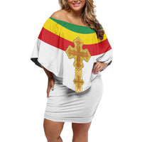 Ethiopia Meskel Off Shoulder Short Dress Ethiopian Cross - Wonder Print Shop