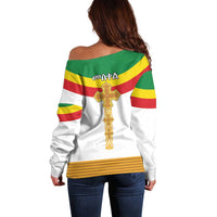 Ethiopia Meskel Off Shoulder Sweater Ethiopian Cross - Wonder Print Shop
