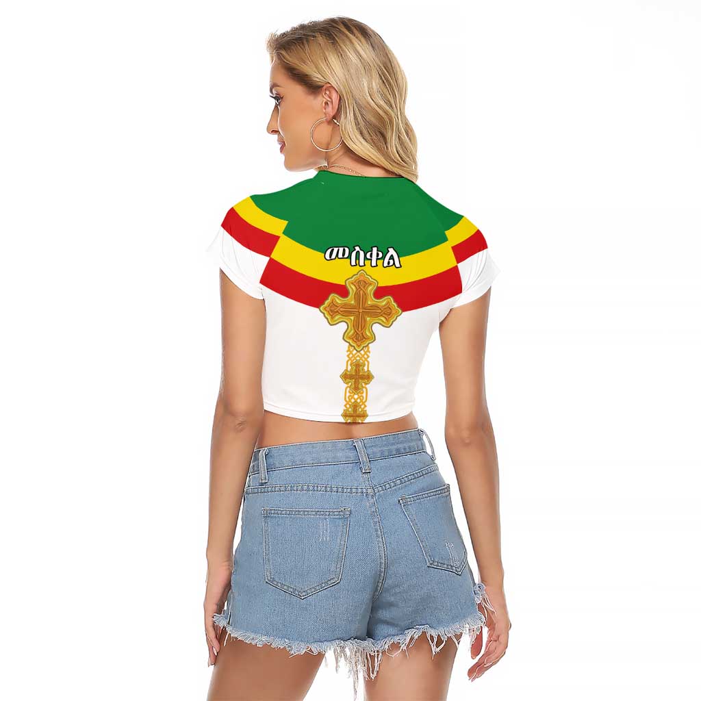 Ethiopia Meskel Raglan Cropped T Shirt Ethiopian Cross - Wonder Print Shop