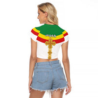Ethiopia Meskel Raglan Cropped T Shirt Ethiopian Cross - Wonder Print Shop