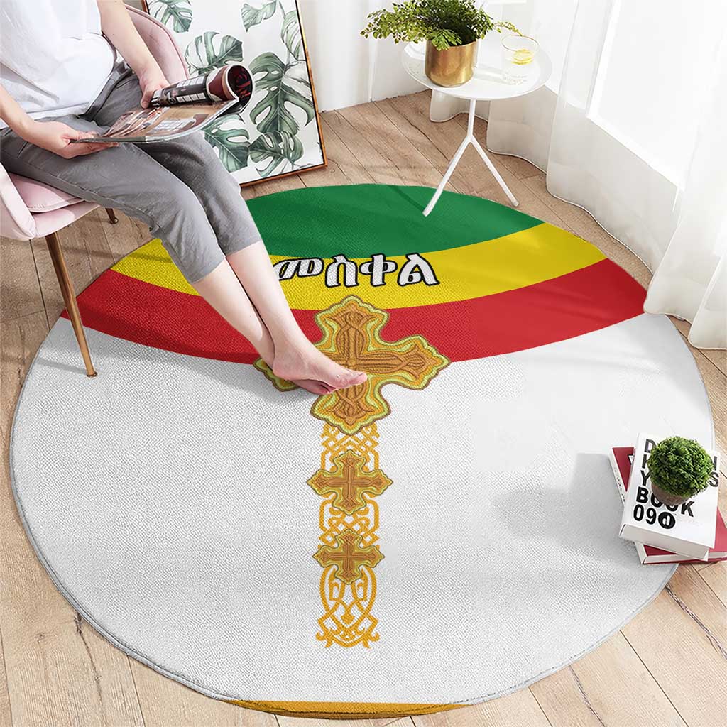 Ethiopia Meskel Round Carpet Ethiopian Cross - Wonder Print Shop