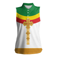 Ethiopia Meskel Women Sleeveless Polo Shirt Ethiopian Cross - Wonder Print Shop