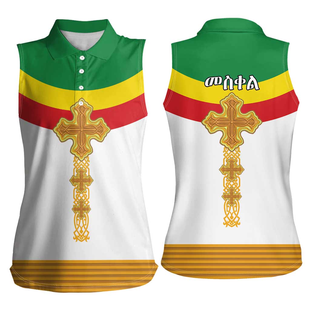 Ethiopia Meskel Women Sleeveless Polo Shirt Ethiopian Cross - Wonder Print Shop