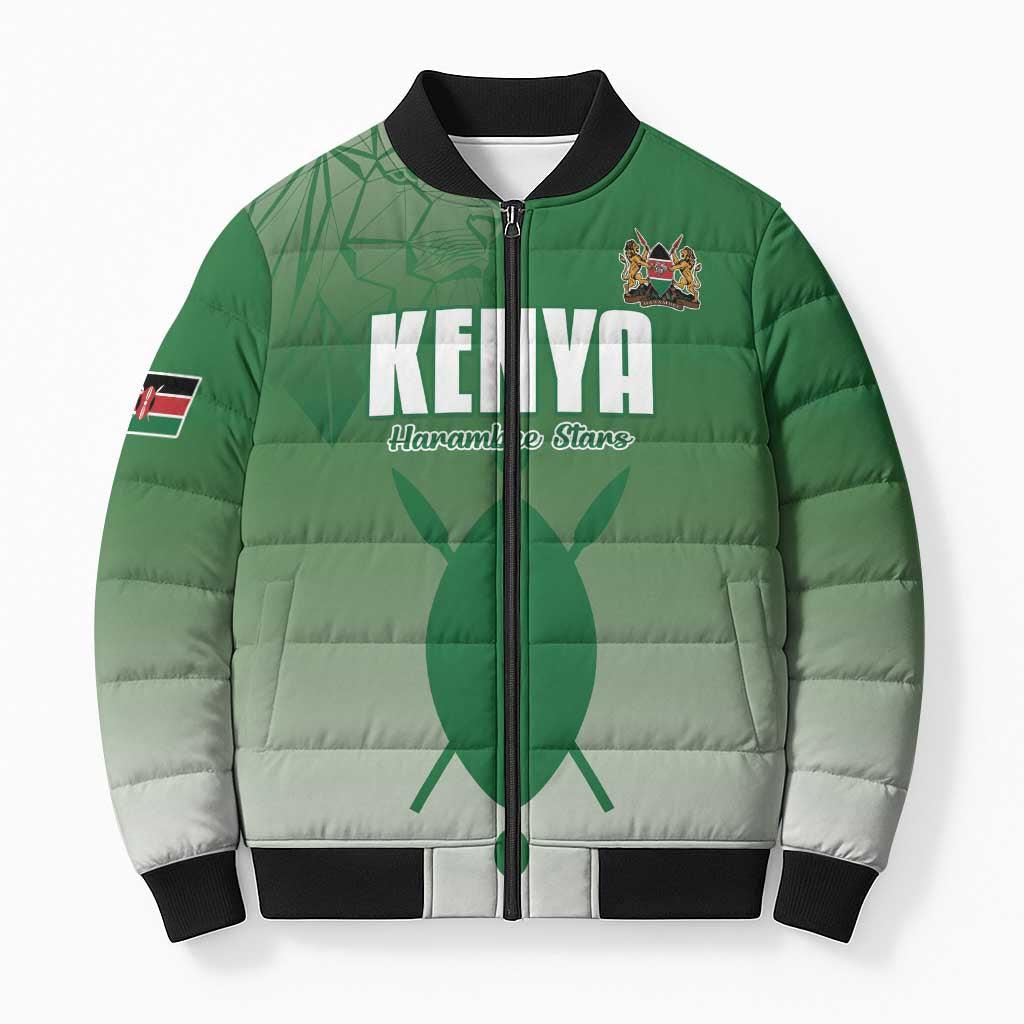 Custom Kenya Football Bomber Puffer Jacket Go Champions Harambee Stars - Wonder Print Shop