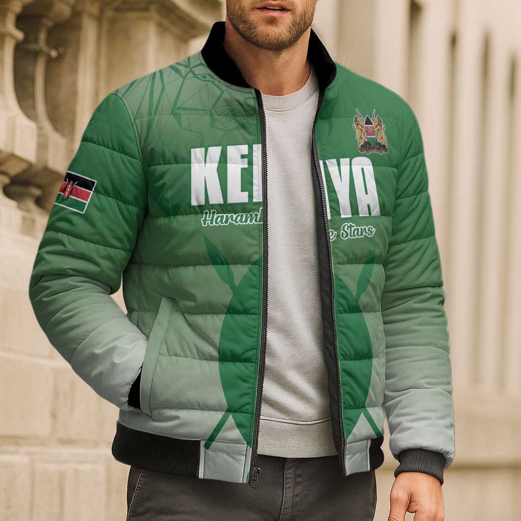 Custom Kenya Football Bomber Puffer Jacket Go Champions Harambee Stars - Wonder Print Shop