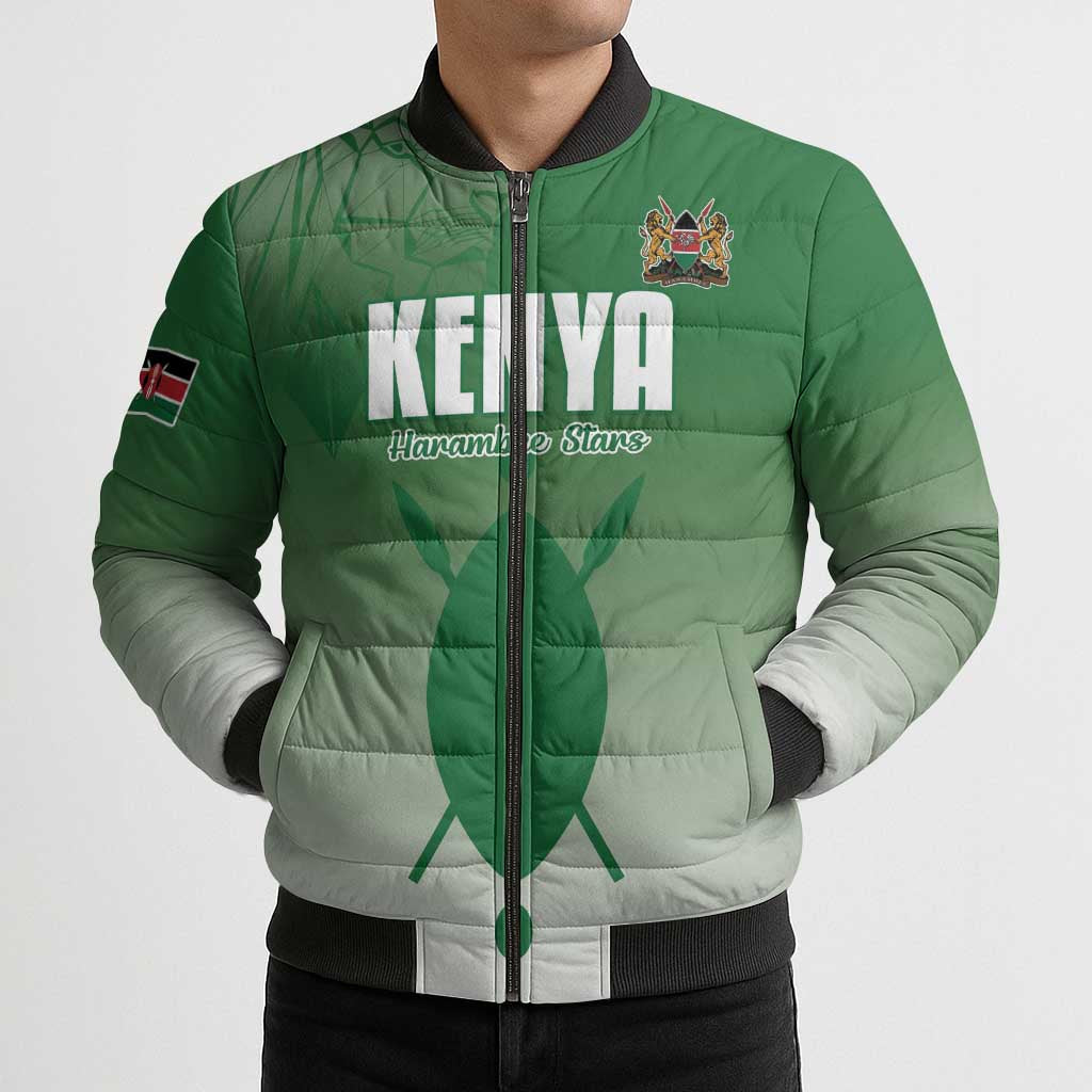 Custom Kenya Football Bomber Puffer Jacket Go Champions Harambee Stars - Wonder Print Shop