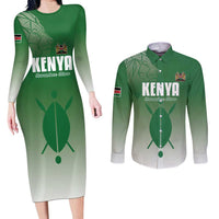 Custom Kenya Football Couples Matching Long Sleeve Bodycon Dress and Long Sleeve Button Shirt Go Champions Harambee Stars - Wonder Print Shop