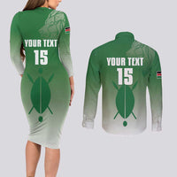 Custom Kenya Football Couples Matching Long Sleeve Bodycon Dress and Long Sleeve Button Shirt Go Champions Harambee Stars - Wonder Print Shop