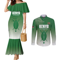 Custom Kenya Football Couples Matching Mermaid Dress and Long Sleeve Button Shirt Go Champions Harambee Stars - Wonder Print Shop