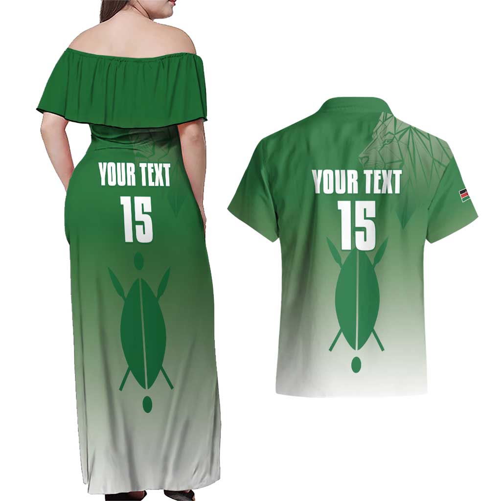 Custom Kenya Football Couples Matching Off Shoulder Maxi Dress and Hawaiian Shirt Go Champions Harambee Stars - Wonder Print Shop