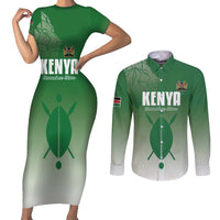 Custom Kenya Football Couples Matching Short Sleeve Bodycon Dress and Long Sleeve Button Shirt Go Champions Harambee Stars - Wonder Print Shop