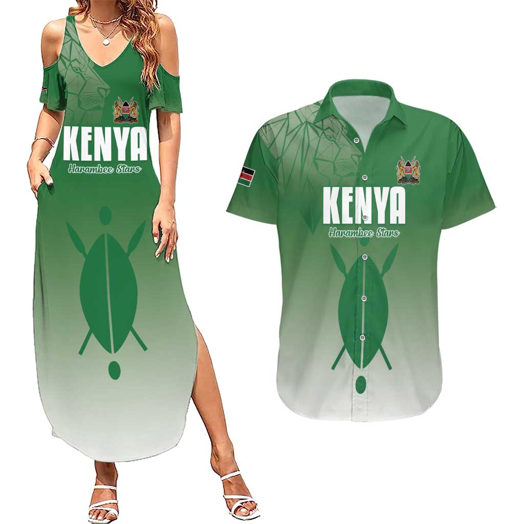 Custom Kenya Football Couples Matching Summer Maxi Dress and Hawaiian Shirt Go Champions Harambee Stars - Wonder Print Shop