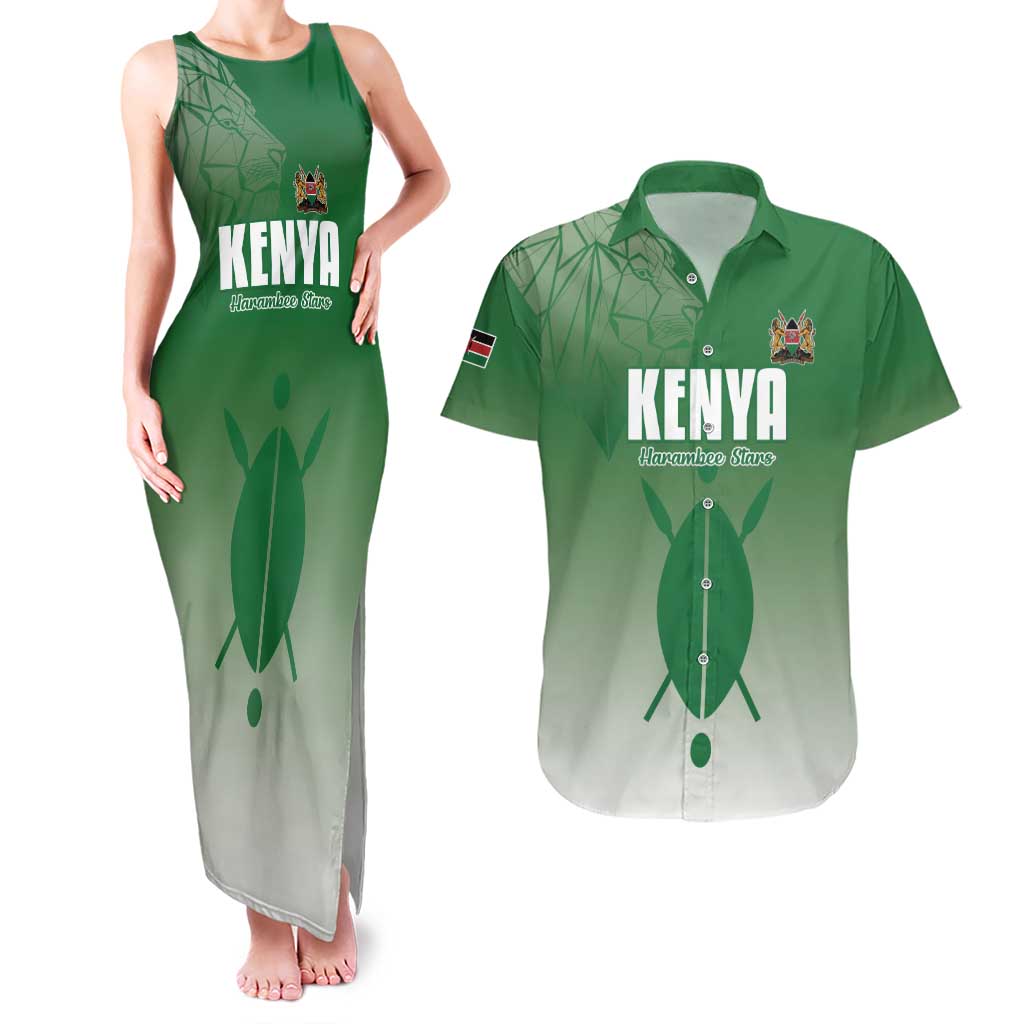 Custom Kenya Football Couples Matching Tank Maxi Dress and Hawaiian Shirt Go Champions Harambee Stars - Wonder Print Shop