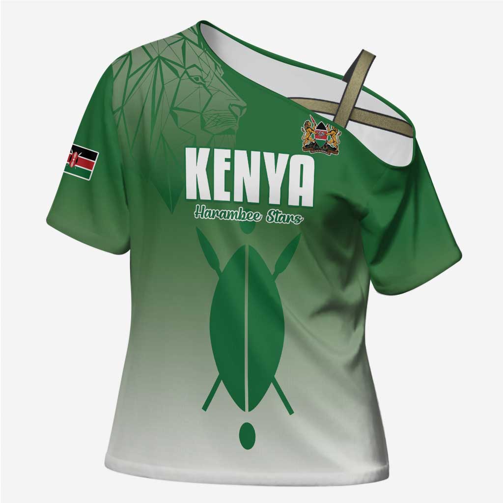 Custom Kenya Football Cross Shoulder Shirt Go Champions Harambee Stars - Wonder Print Shop