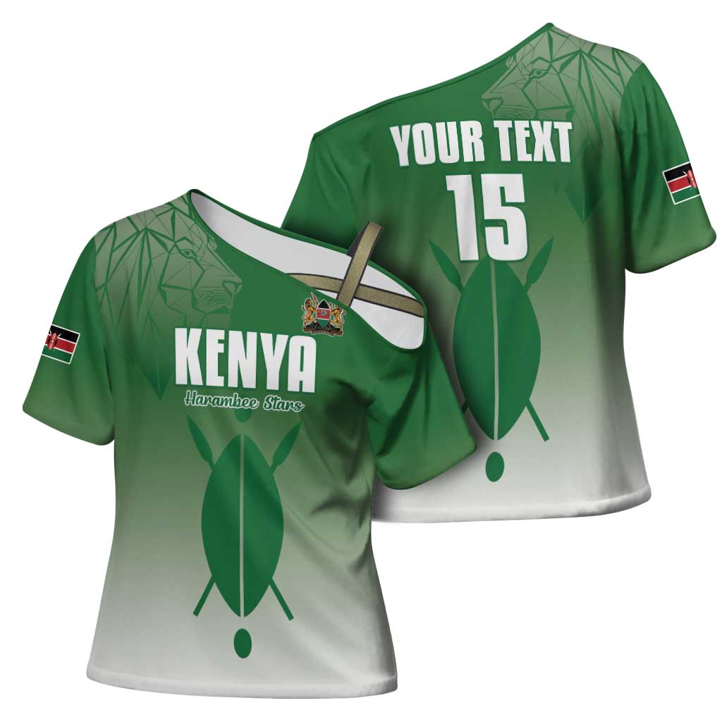 Custom Kenya Football Cross Shoulder Shirt Go Champions Harambee Stars - Wonder Print Shop