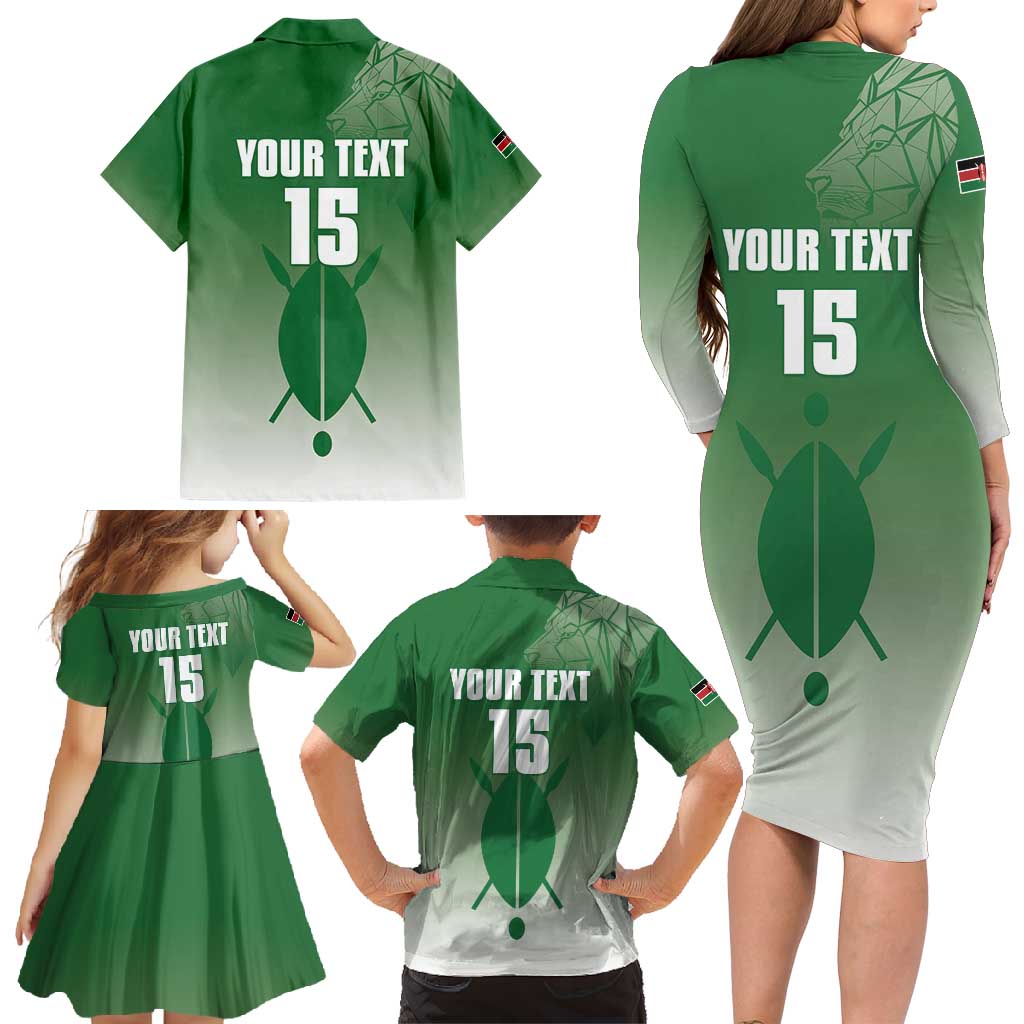 Custom Kenya Football Family Matching Long Sleeve Bodycon Dress and Hawaiian Shirt Go Champions Harambee Stars - Wonder Print Shop