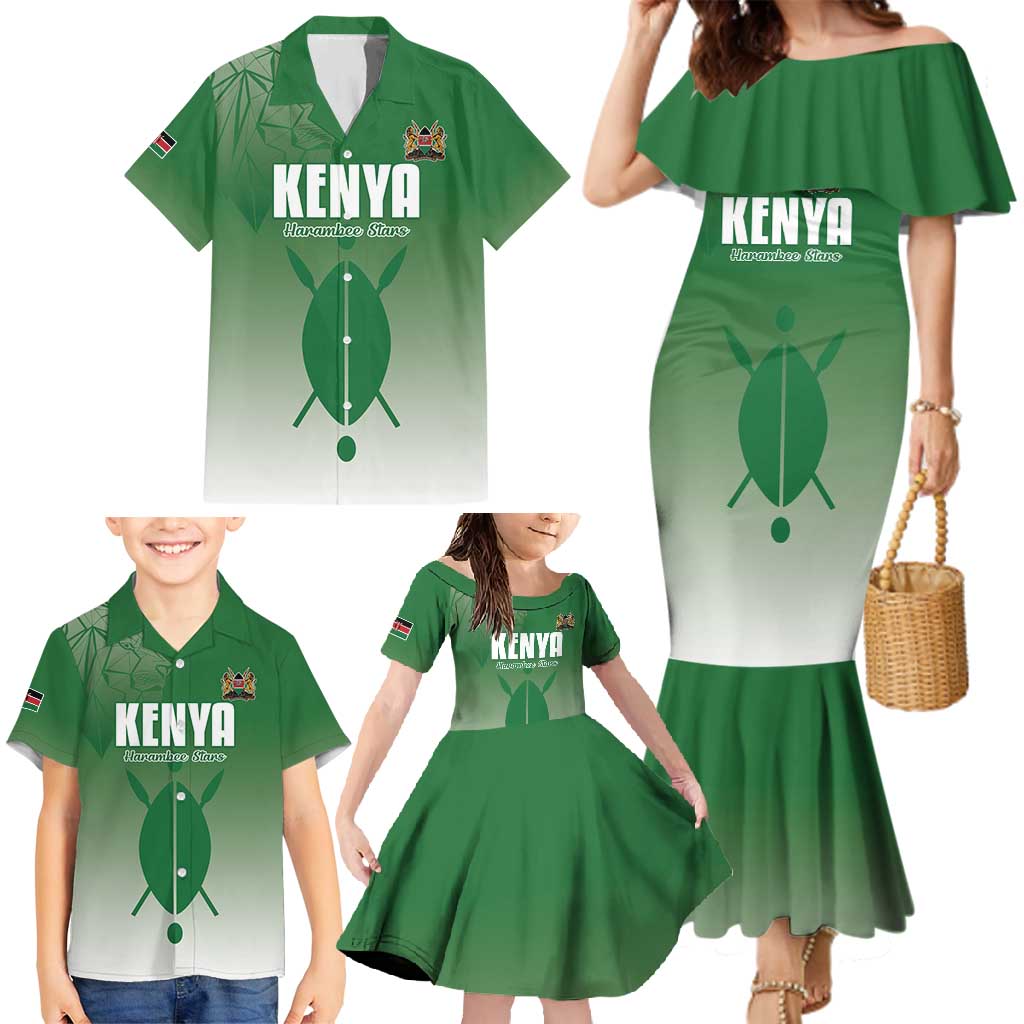 Custom Kenya Football Family Matching Mermaid Dress and Hawaiian Shirt Go Champions Harambee Stars - Wonder Print Shop
