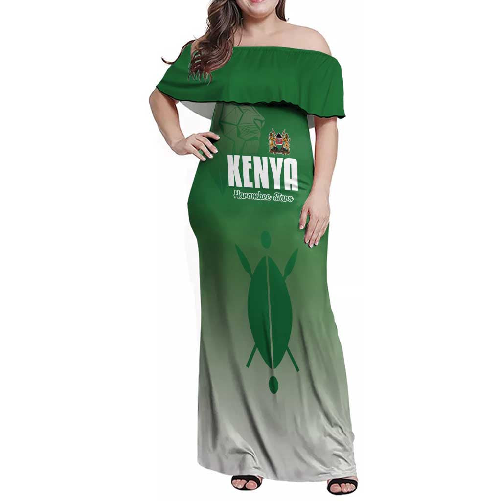 Custom Kenya Football Family Matching Off Shoulder Maxi Dress and Hawaiian Shirt Go Champions Harambee Stars - Wonder Print Shop