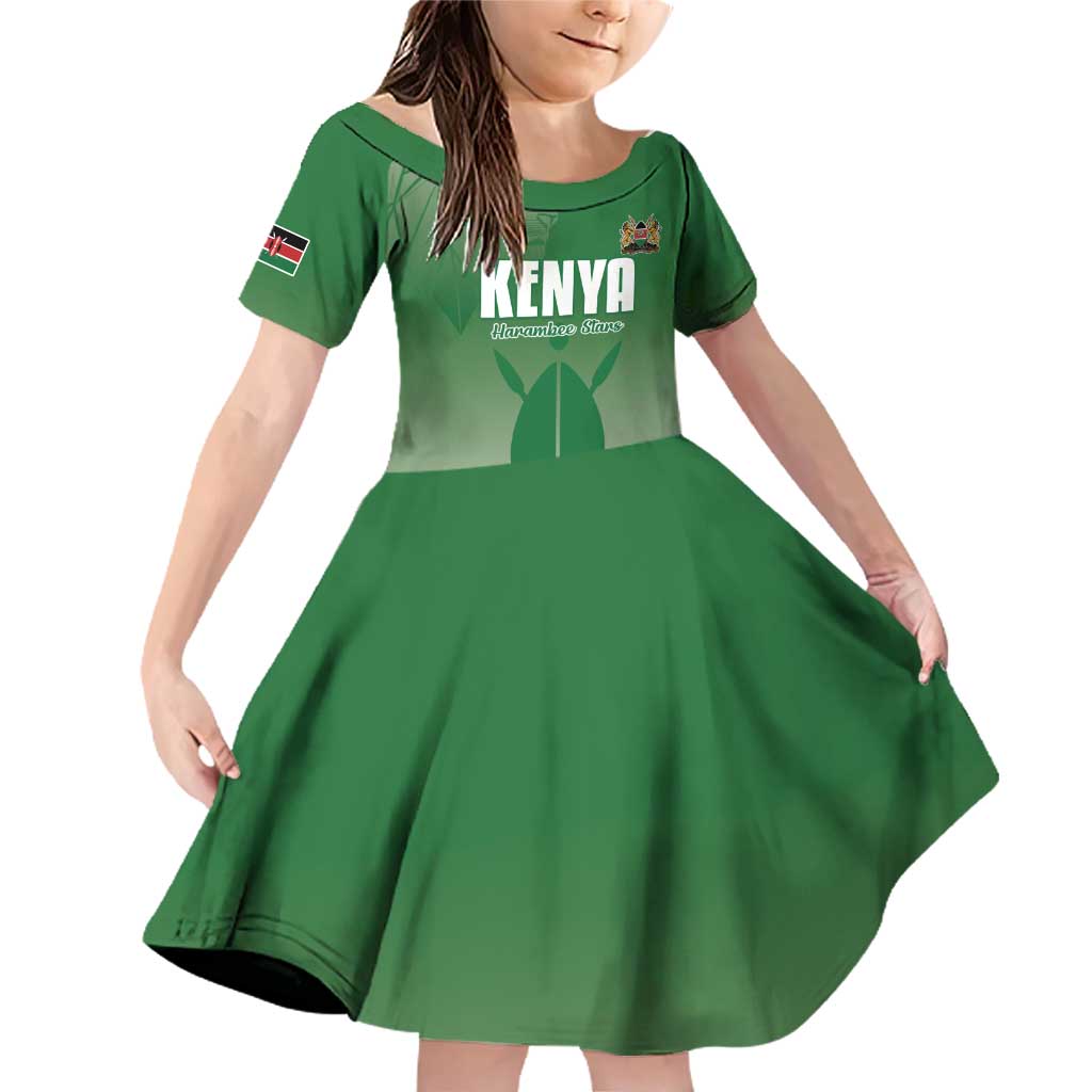 Custom Kenya Football Family Matching Off Shoulder Short Dress and Hawaiian Shirt Go Champions Harambee Stars - Wonder Print Shop