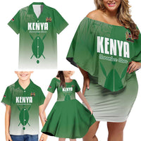 Custom Kenya Football Family Matching Off Shoulder Short Dress and Hawaiian Shirt Go Champions Harambee Stars - Wonder Print Shop